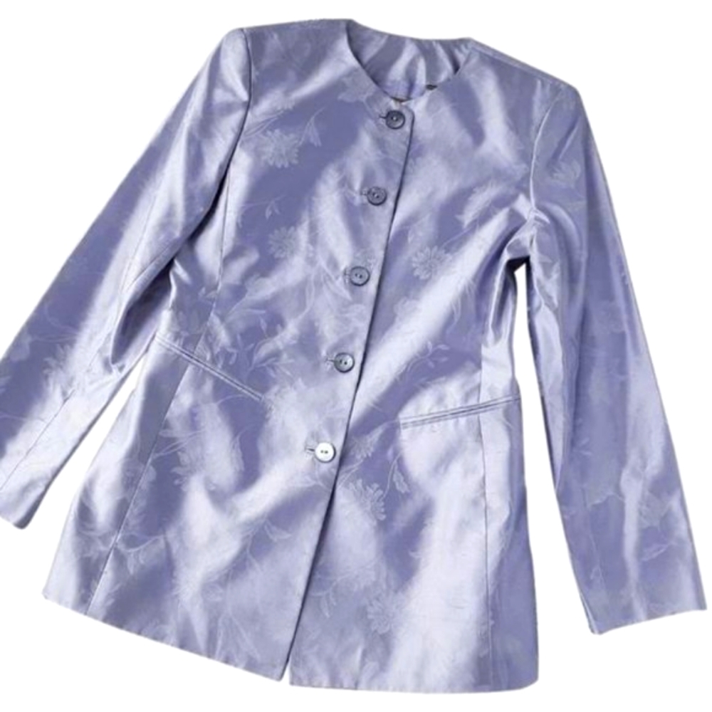 Luxe Floral Lavander Silk Blazer